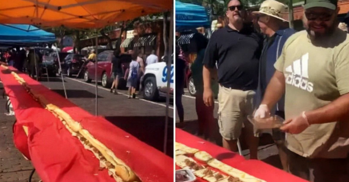 Con 86 flautas de pan, han hecho el sándwich cubano más largo del mundo, que mide 79.5 metros, en la ciudad de Tampa.